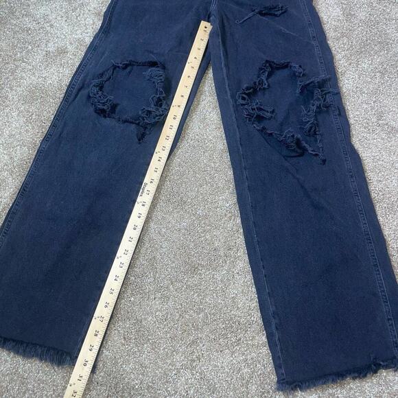 We the Free Free People jeans black distressed wide leg factory faded SZ 26” - Picture 5 of 10
